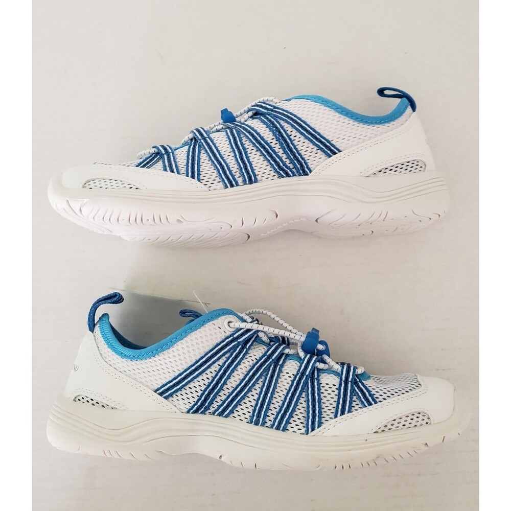 NEW Lands End Womens 6 Med White Blue Mesh Slip-on Athletic Water Shoes W Box - Picture 9 of 16